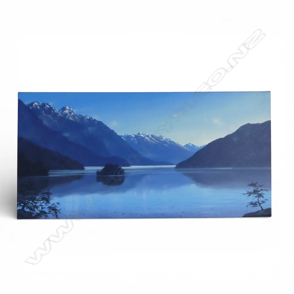 NATHANAEL PROVIS (NZ b.1976) 'EARLY LIGHT ON DOUBTFUL SOUND' OIL ON CANVAS, 2003 380x760mm w. CERTIFICATE Image 1++