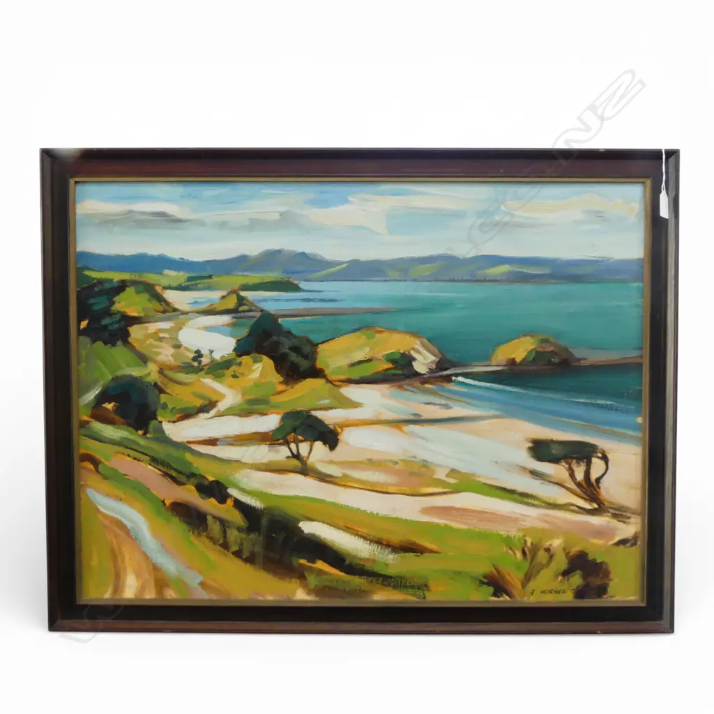 JOHN HORNER, TAKATU BEACH, ACRYLIC ON BOARD, SIGNED & DATED '75 595x800mm Image 1++