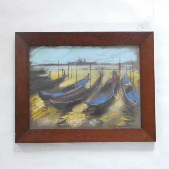 JOHN HORNER 'VENICE GONDOLAS', PASTEL on CARD, H.220 x 290mm