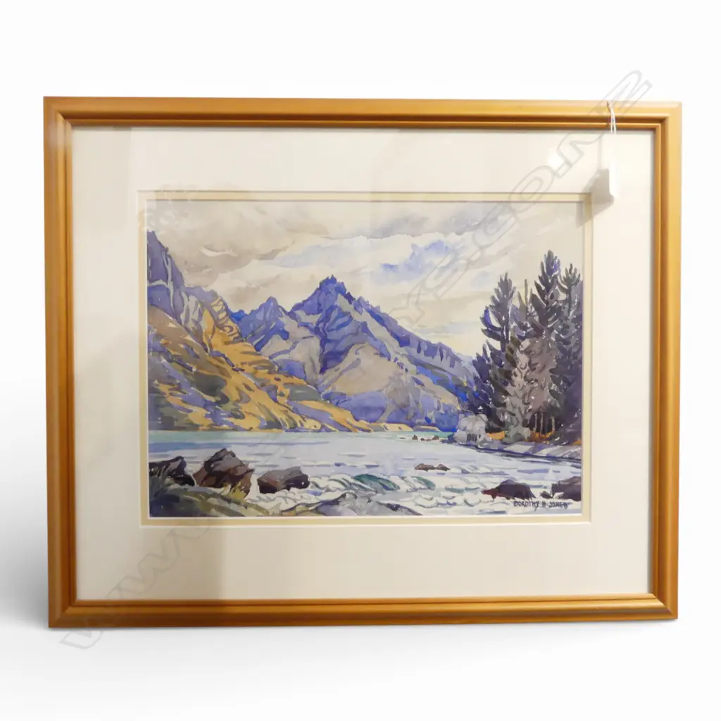 DOROTHY H. JONES, LAKE WAKATIPO, WATERCOLOUR, 280x380mm Image 1++