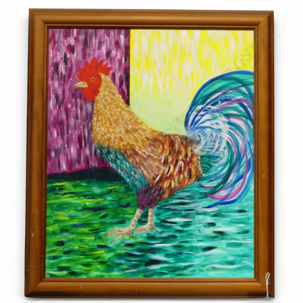OIL PAINTING OF COCKRILL ON COLOUFUL GROUND 750 x 620mm Image 1++