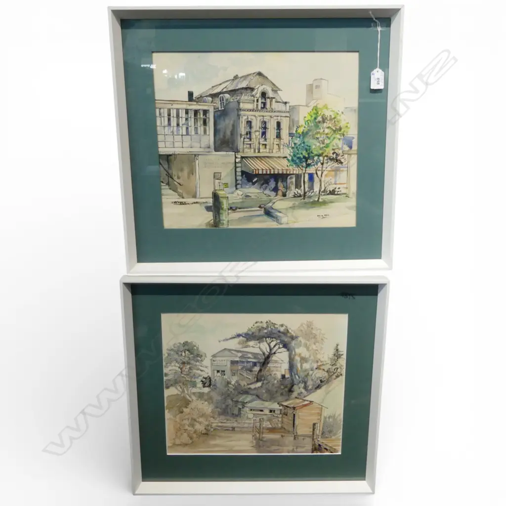 IAN W. REID WATERCOLOUR + ARTIST UNKNOWN INK & WATERCOLOUR WASH 325x375mm + SIGNED EDITION LANDSCAPE PRINT 350x700mm Image 1++