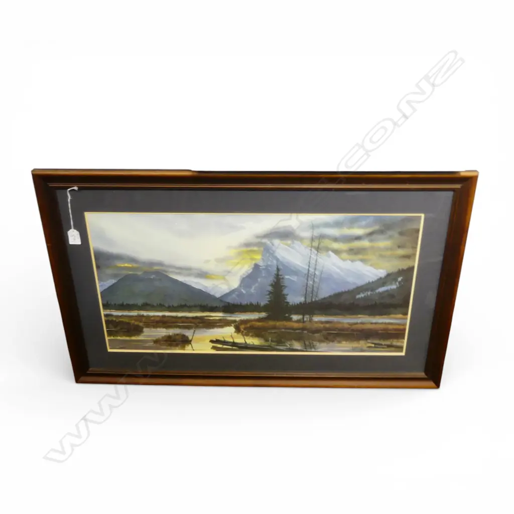 IAN W. REID WATERCOLOUR + ARTIST UNKNOWN INK & WATERCOLOUR WASH 325x375mm + SIGNED EDITION LANDSCAPE PRINT 350x700mm Image 1++