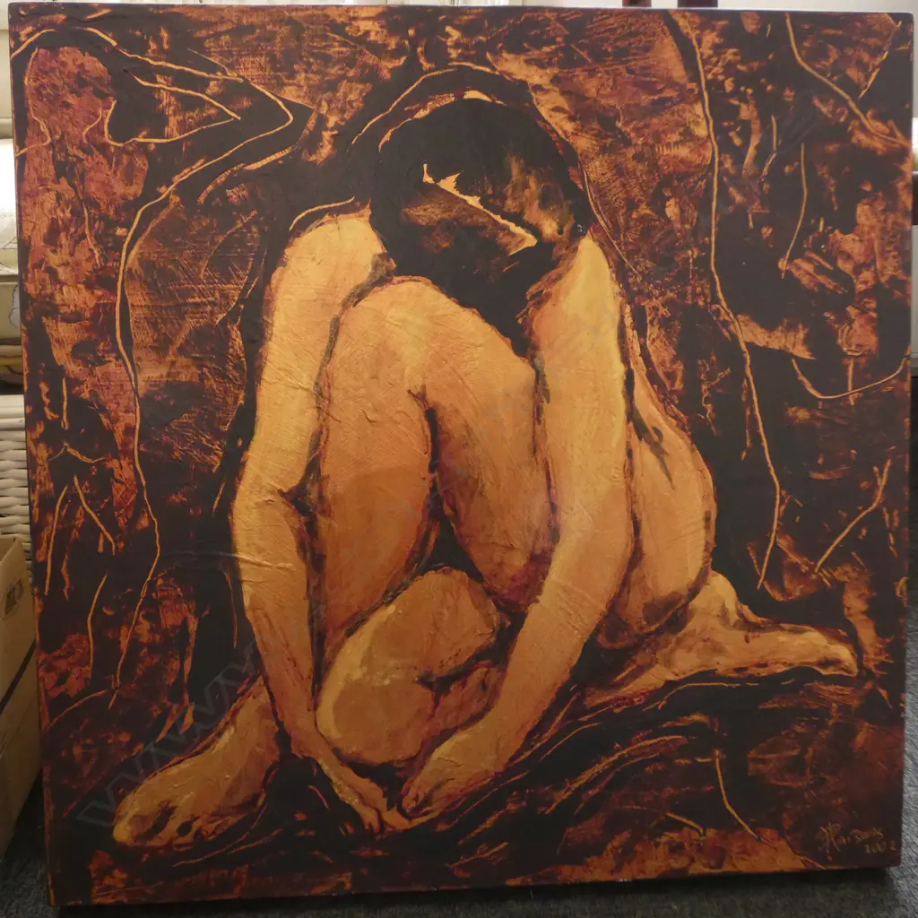 HELEN F. PARSONS 'NUDE I' ACYLIC ON BOARD, 2002, 600x600mm Image 1++