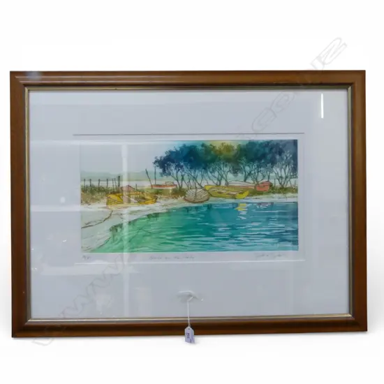 SIGNED NUMBERED PRINT BOATS ON THE BEACH BY CYNTHIA TAYLOR H290 L520MM