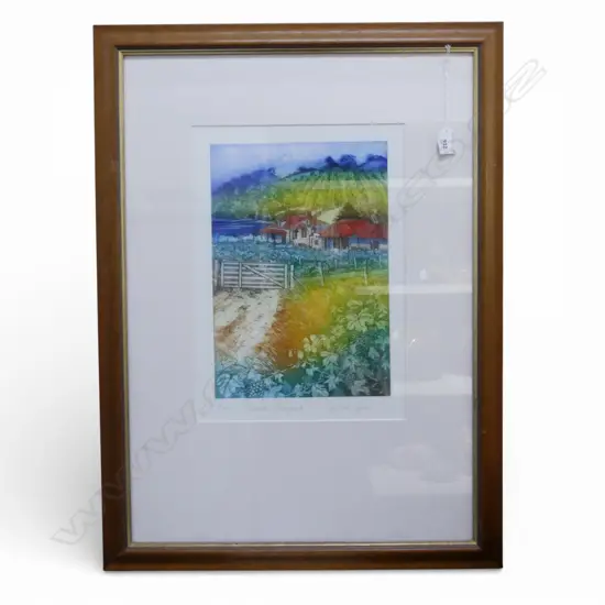 SIGNED NUMBERED PRINT ISLAND VINEYARD BY CYNTHIA TAYLOR H410 L290MM