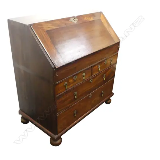 GEORGIAN MAHOGANY DROP FRONT BUREAU DESK ON BUN FEET 965x535x1030mm