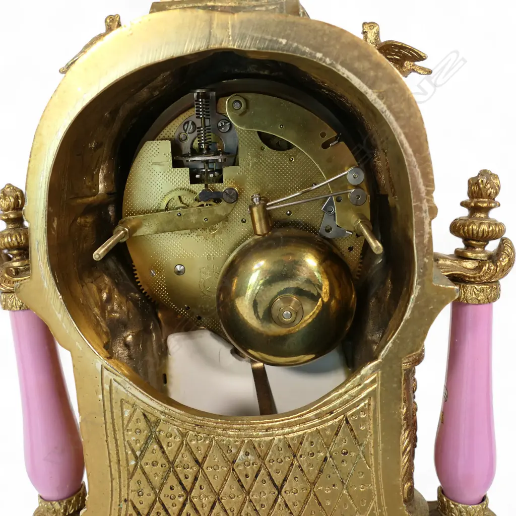 A French antique style 20thC three-piece clock garniture set, Image 1++