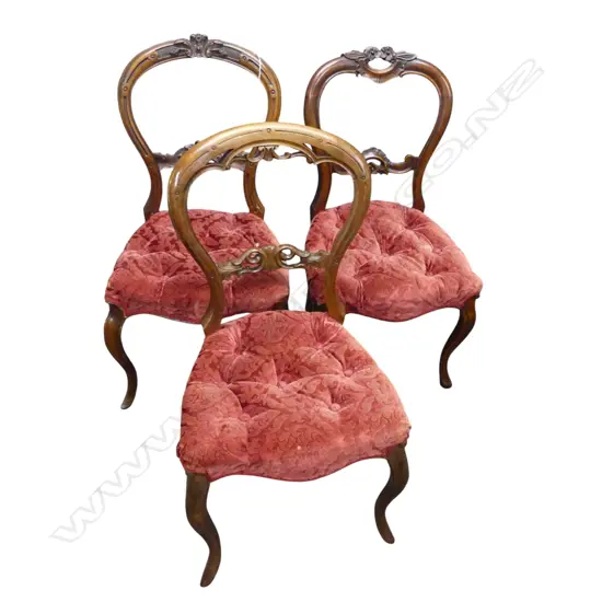 3 VICTORIAN BALLOON BACK DINING CHAIRS