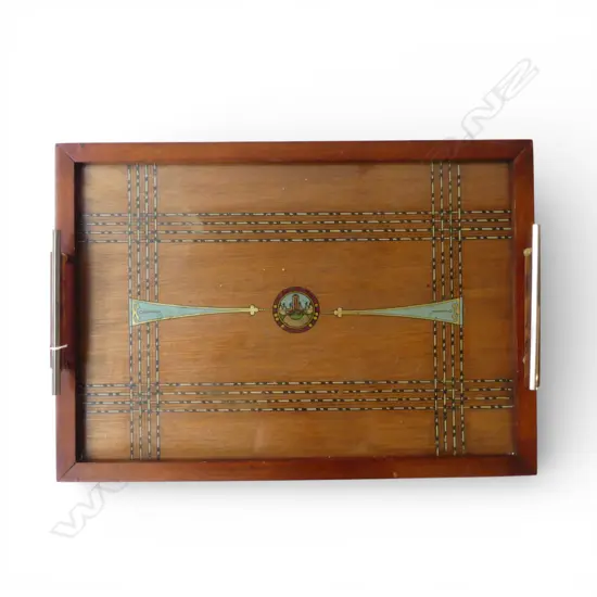 NZ CENTENNIAL 1840-1940 ART DECO BUTLERS TRAY KAURI GALLERY, L.515MM W.365MM