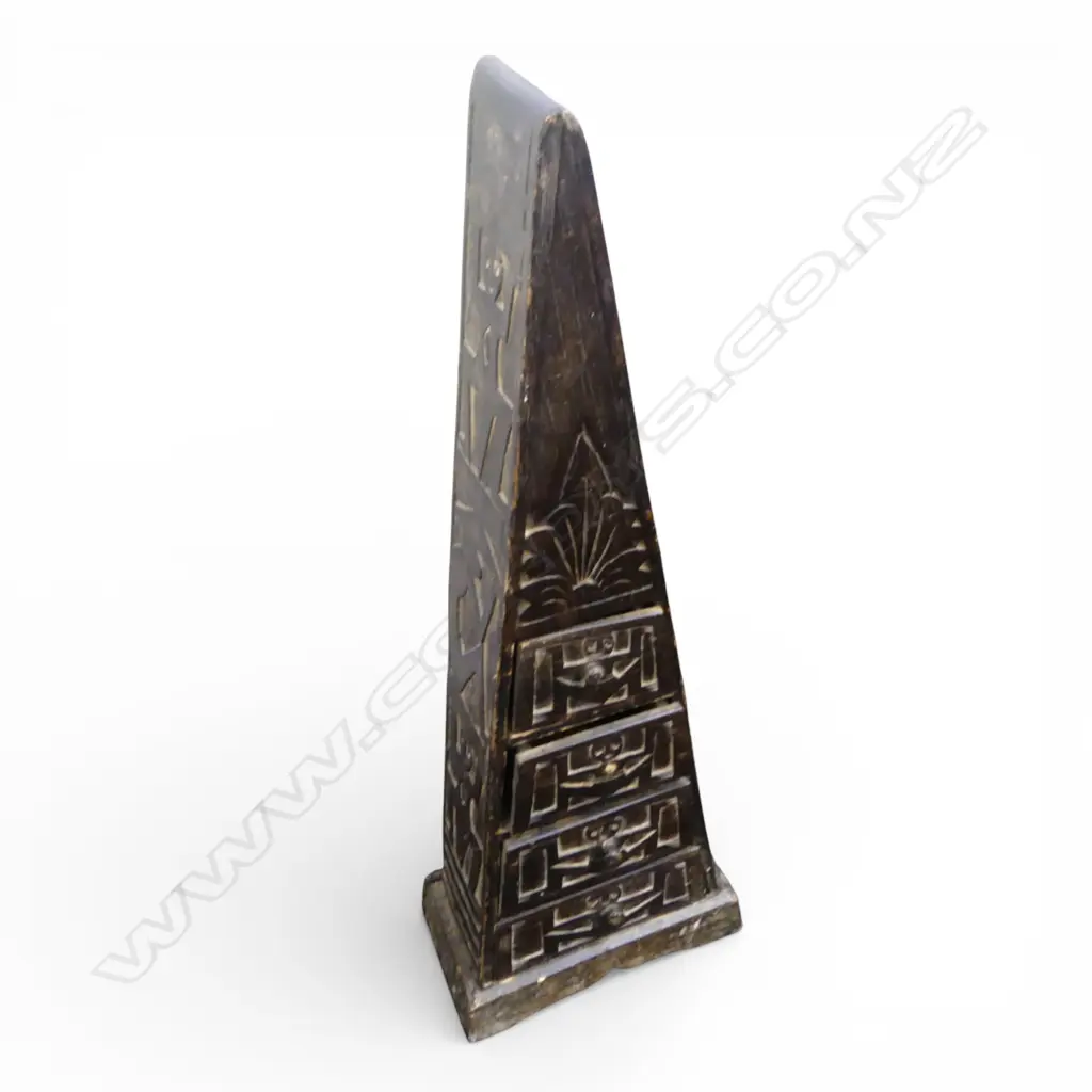 PYRAMID FORM CARVED CHEST OF DRAWERS H.1000mm Image 1++