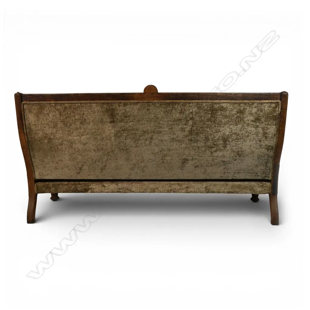 A 19thC upholstered oak settee, Image 1++