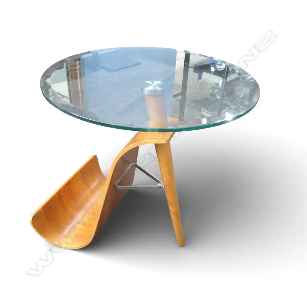 MODERN ITALIAN COFFEE TABLE, GLASS & WOOD H.550mm Image 1++