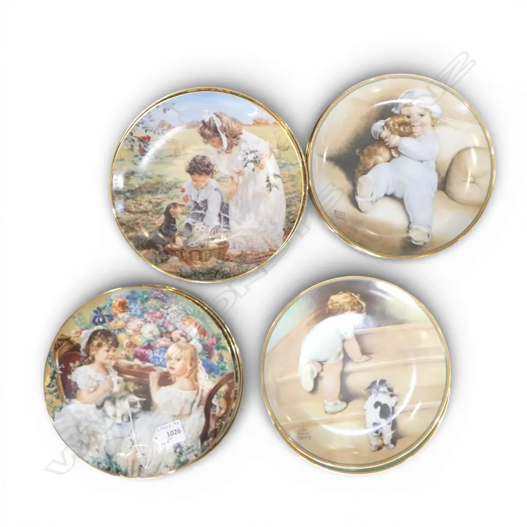 SEVEN CABINET PLATES 'HEARTS AND FLOWERS' BY SANDRA HUCK WITH EIGHT CABINET PLATES AFTER BESSIE PEASE GUTMANN Image 1++