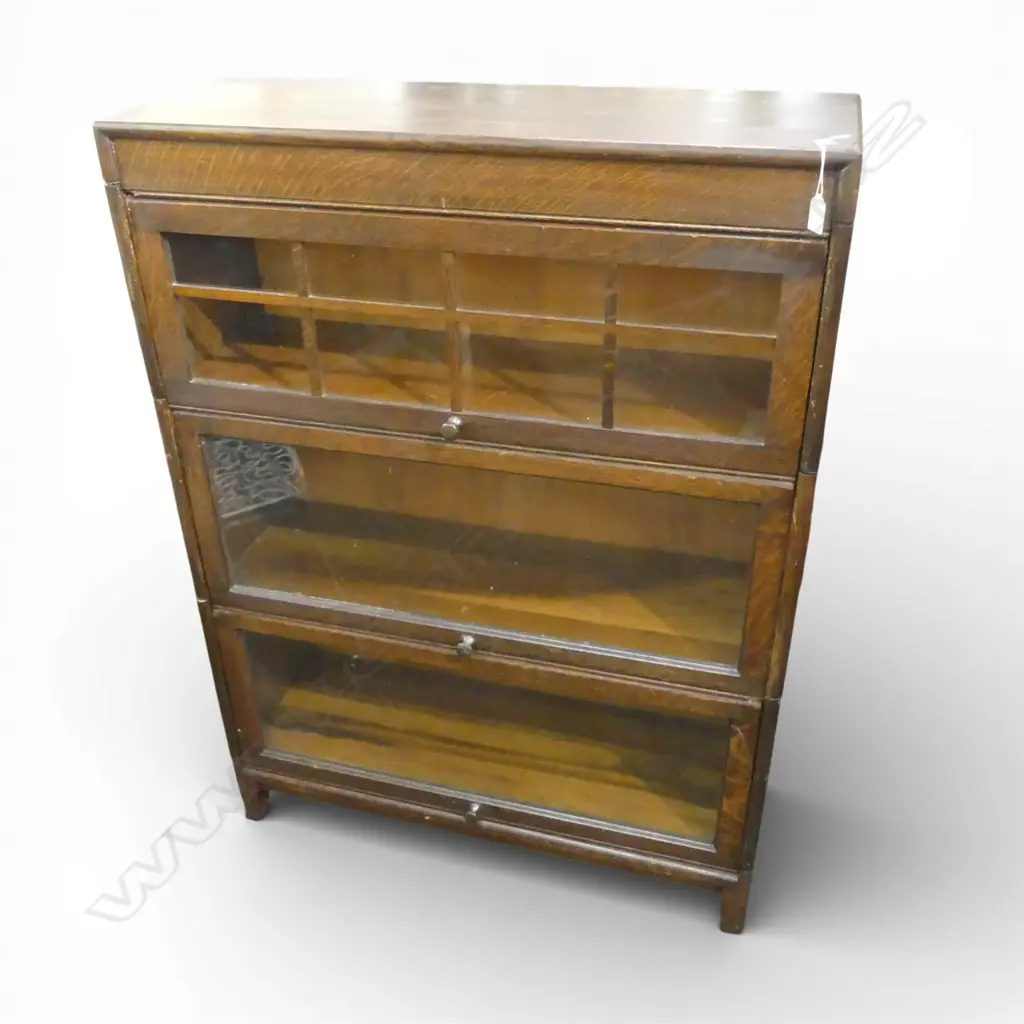 OAK 3 SECTION BARRISTER BOOKCASE 870x310x1180mm Image 1++