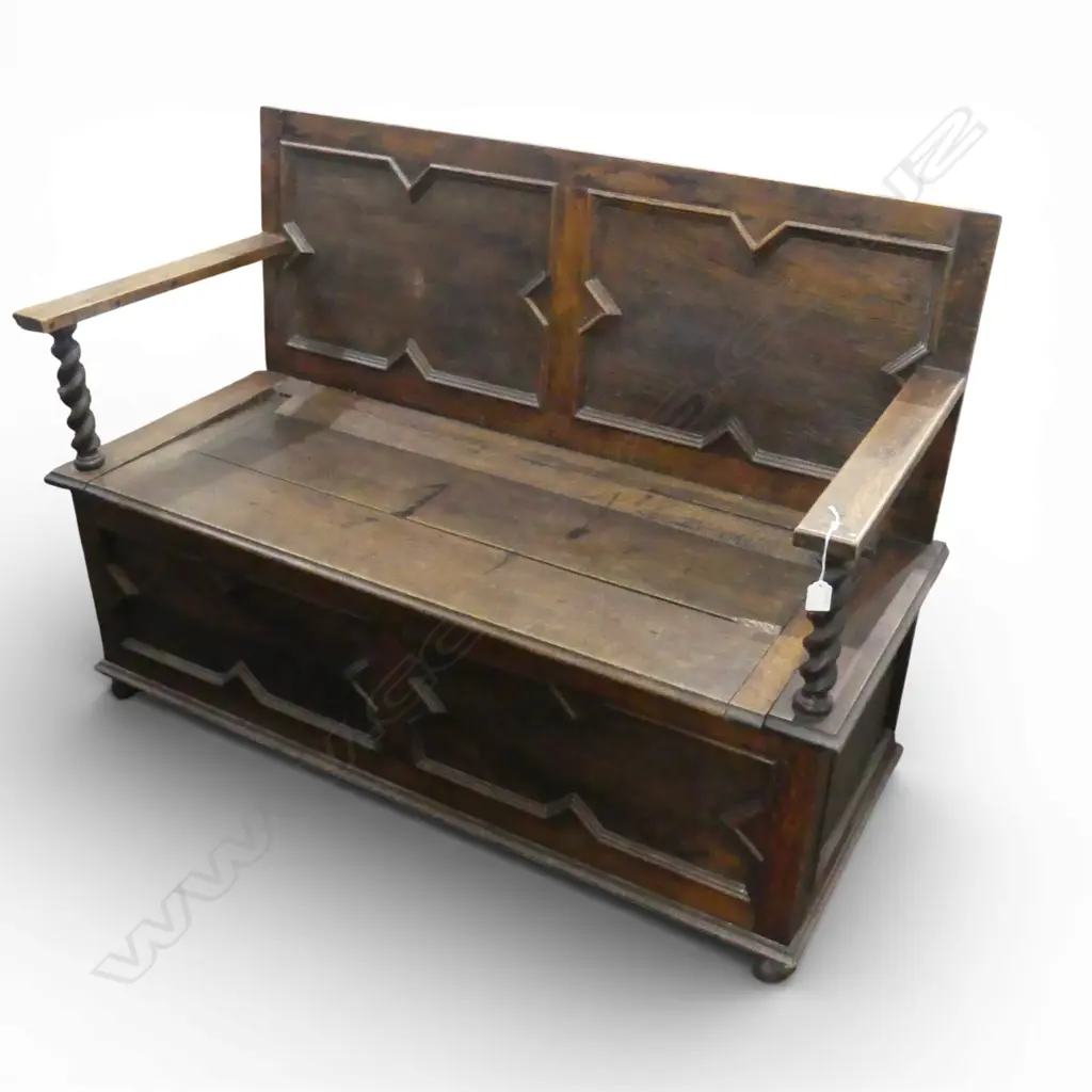 OAK MONKS BENCH - SPLIT IN SEAT Image 1++