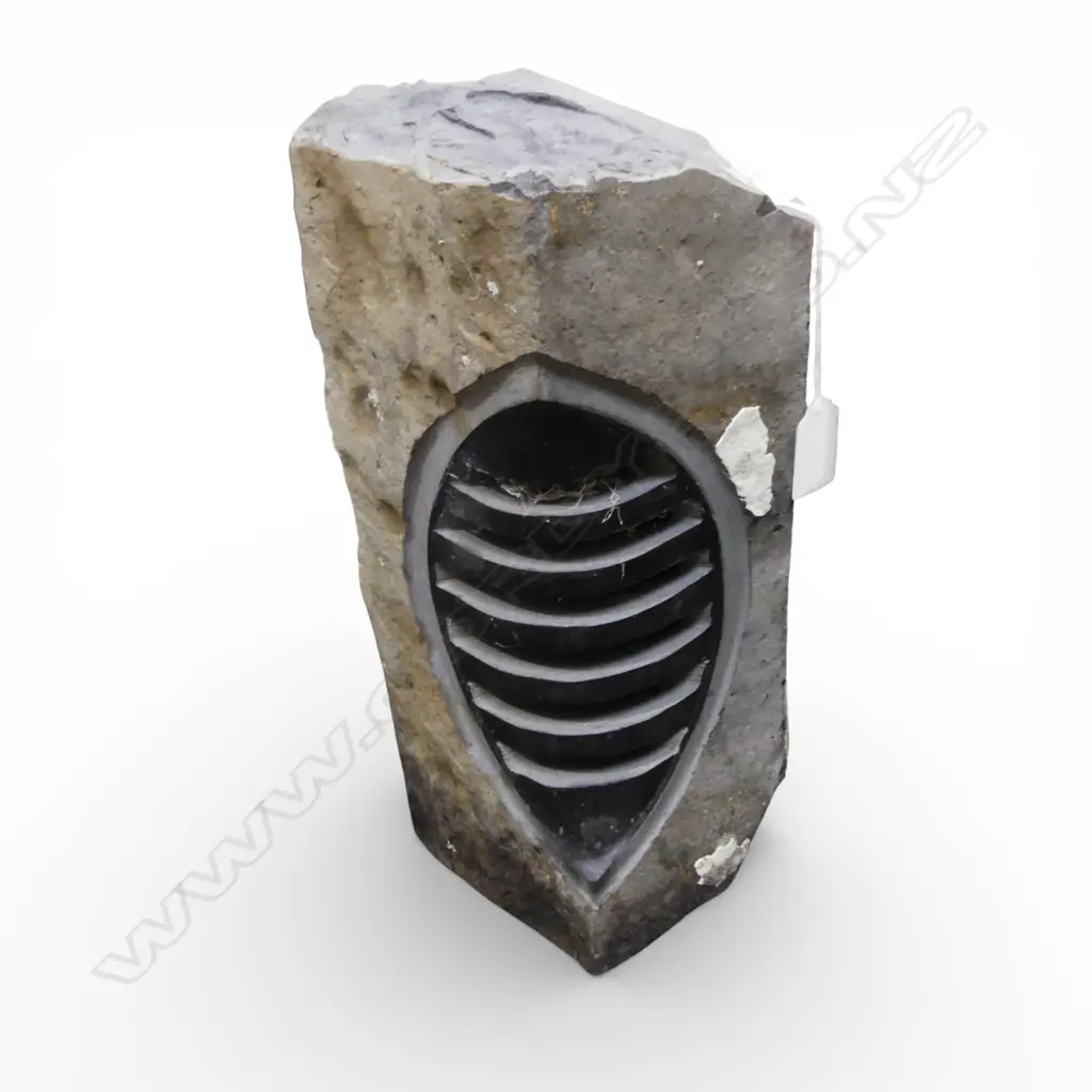 CARVED GREY MARBLE LAMP, H.360mm Image 1++