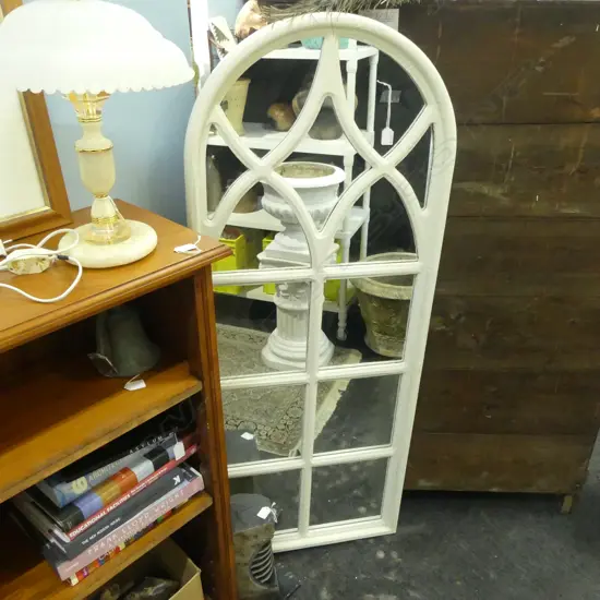 LG MIRROR; WHITE PAINTED WOODEN FRAME 1480x600mm