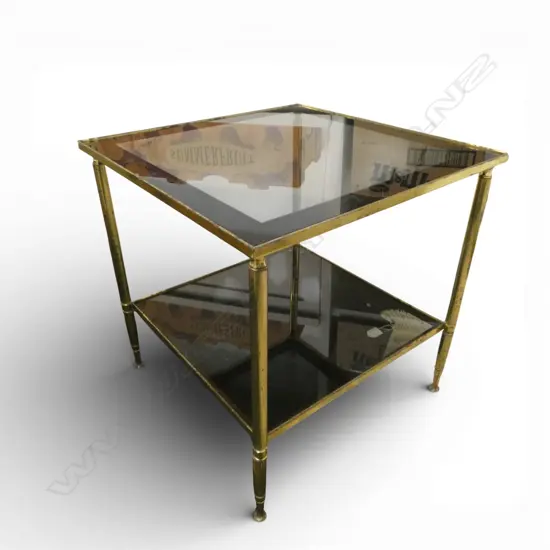 BRASS & GLASS SIDE TABLE 455x455x460mm