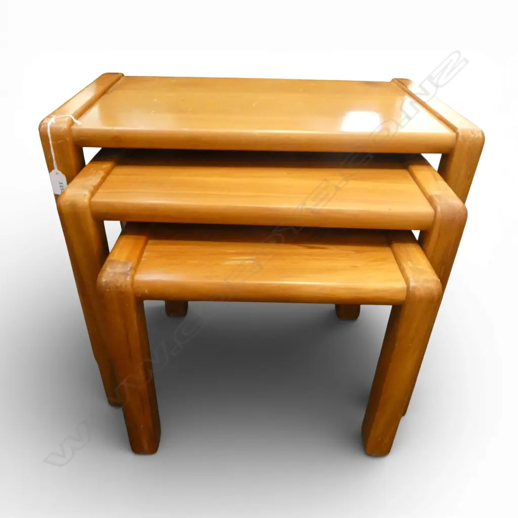 3 MODERN RIMU NESTING TABLES W.580mm Image 1++