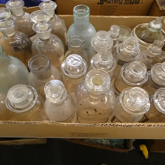 COLLECTION OF VINTAGE GLASS CHEMIST BOTTLES
