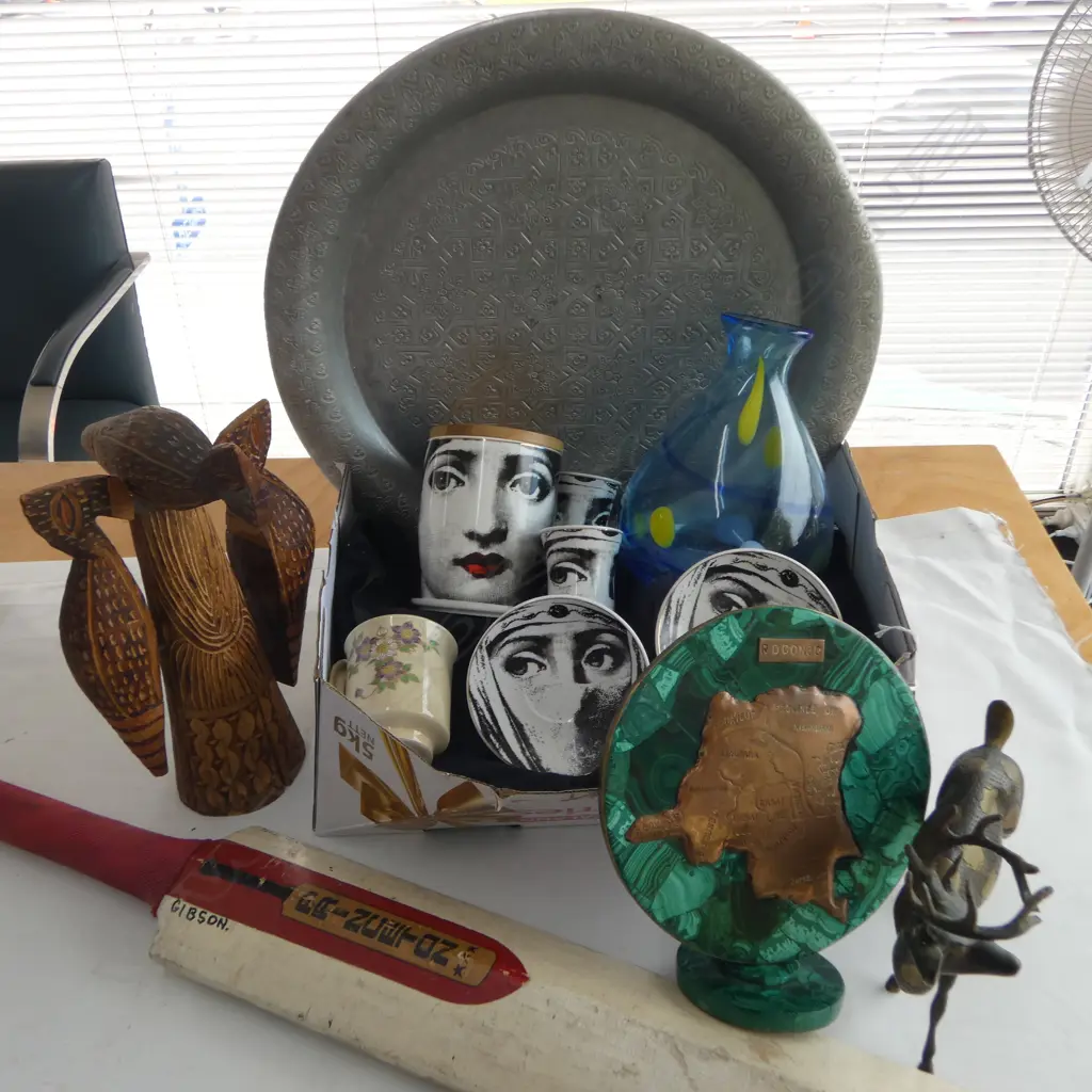 BLAZER, COPY FORNASETTI, SILVER METAL TRAY, CRICKET BAT ETC Image 1++