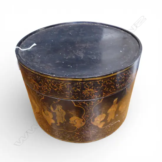 ORIENTAL LACQUER LIDDED CONTAINER H.270mm, 395mm dia