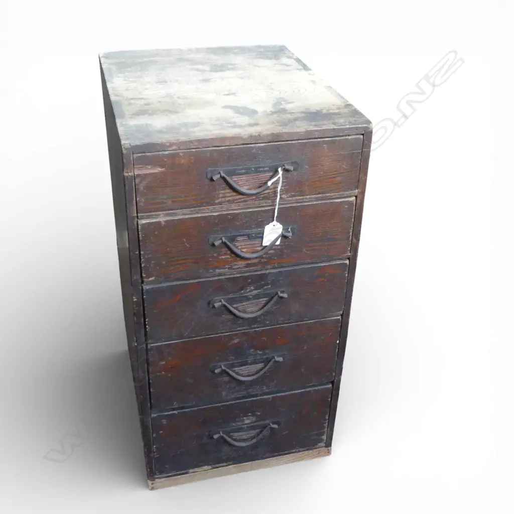 ANTIQUE 5 DRAWER JAPANESE 5 DRAWER COLLECTOR'S CHEST some faults H.600mm Image 1++