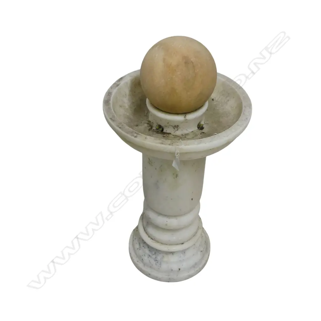 Carved white marble fountain with Ball on Column base H810mm Image 1++