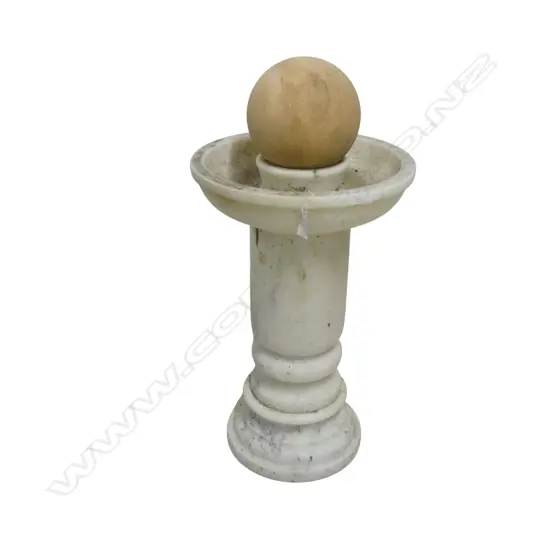 Carved white marble fountain with Ball on Column base H810mm