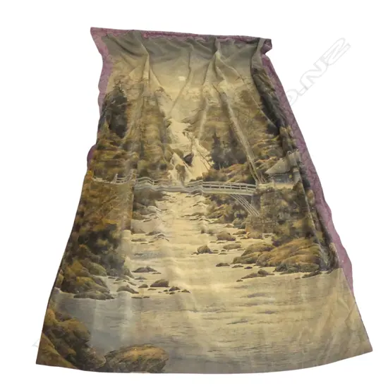 LRG OLD FABRIC DEPICTING LANDSCAPE 1520mm x 2190mm