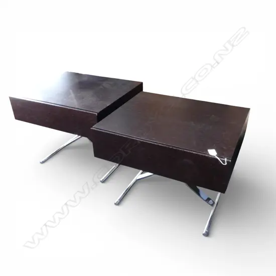 PR ITALIAN DESIGNER EBONISED BEDSIDE DRAWERS