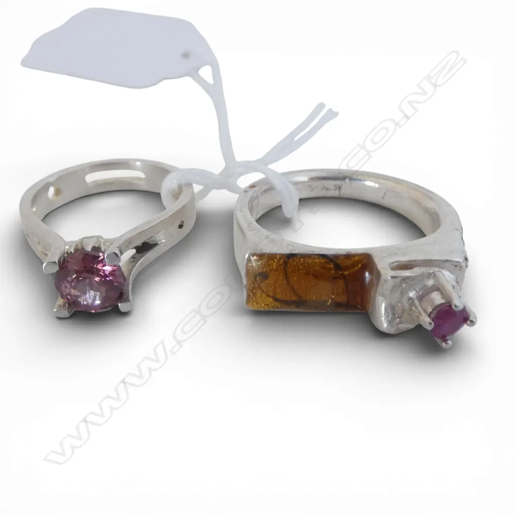 TWO ORIGINAL SIMON MISDALE STERLING SILVER AND GEMSTONE SET RINGS (retail $180 each) From Simon's estate Image 1++