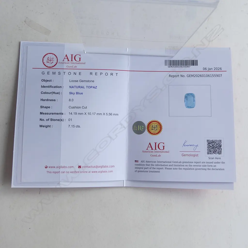 SKY BLUE TOPAZ & CZ SILVER PLATED DRESS RING, AIG CERT SIZE Q Image 1++