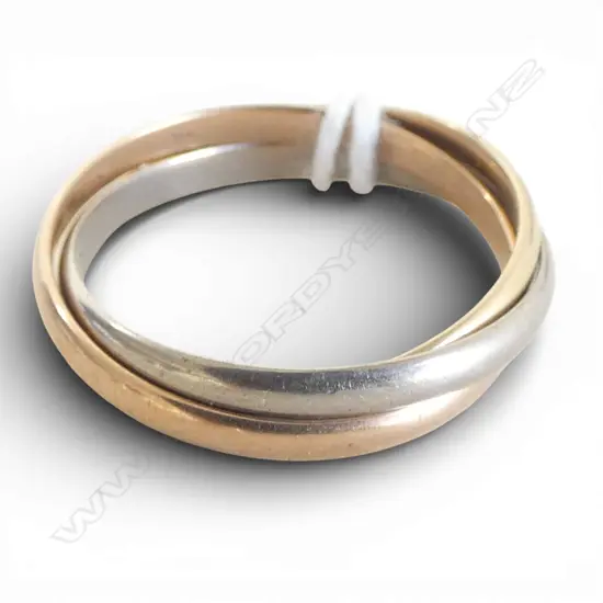 9ct 3 colour 3 band RUSSIAN GOLD WEDDING RING 3.6gms SIZE P