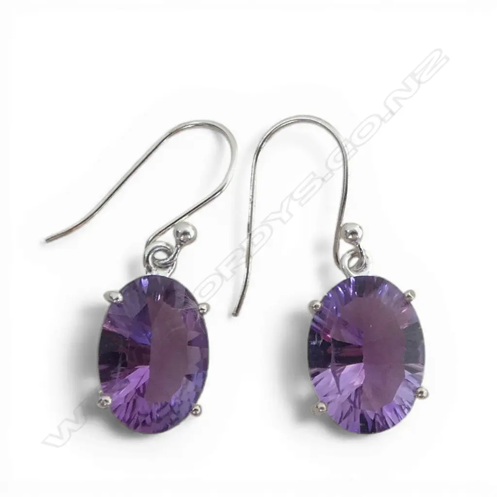 PR SILVER & AMETHYST EARRINGS  Image 1++