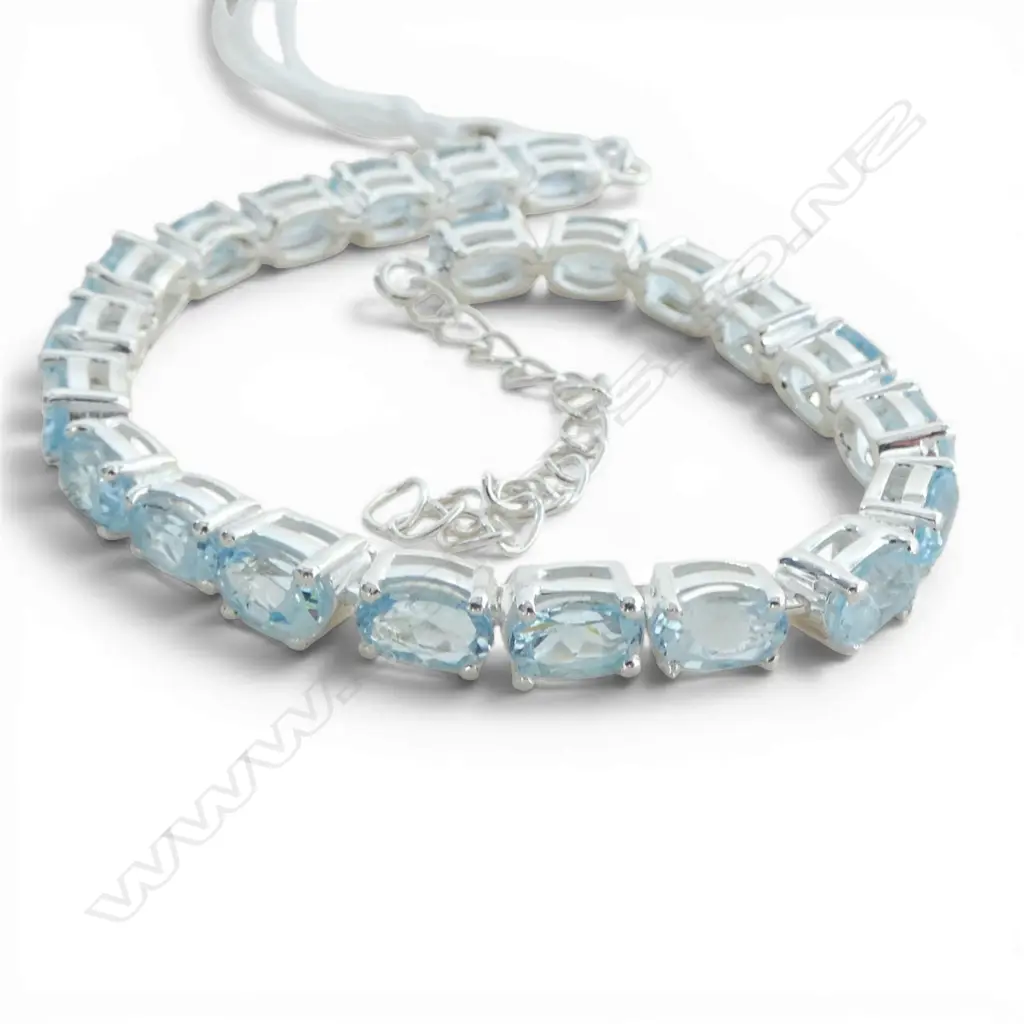 SILVER & SKY BLUE TOPAZ TENNIS BRACELET Image 1++