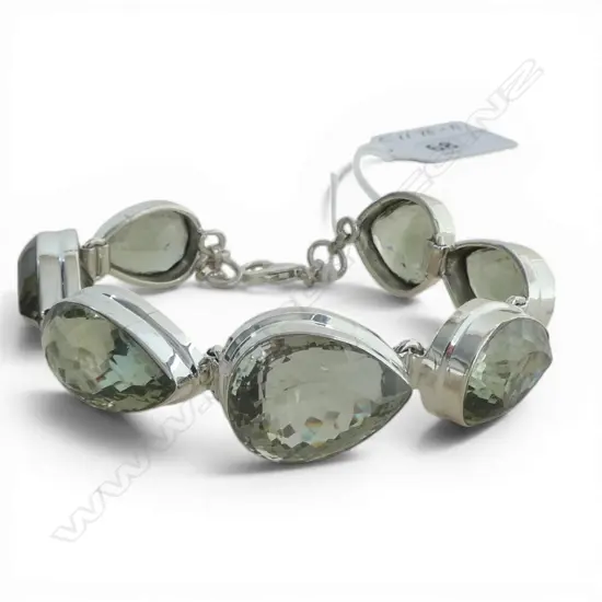 SILVER & GREEN AMETHYST BRACELET