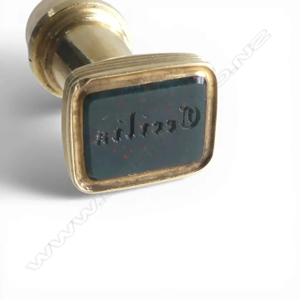 ANTIQUE GOLD BLOODSTONE & mother of pearl handled SEAL testing 14ct gold Image 1++