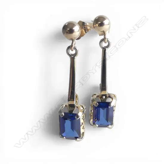PR GP SYN BLUE SAPPHIRE STONE DROP EARRINGS L.25mm
