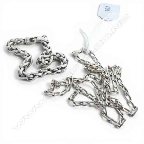 STG SILVER LINK BRACELET L.190mm 22.11gms + STG SILVER NECKLACE L.550mm