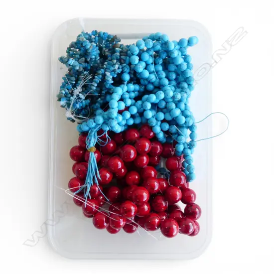 THREADED APATITE CHIP, SYN TURQUOISE & DYED HOWLITE BEADS