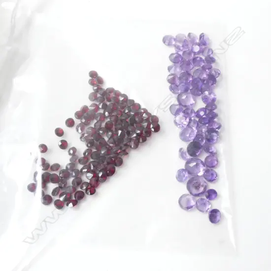 10ct SML ROUND FACET CUT AMETHYST & SAME of VINTAGE BOHEMIAN GARNETS
