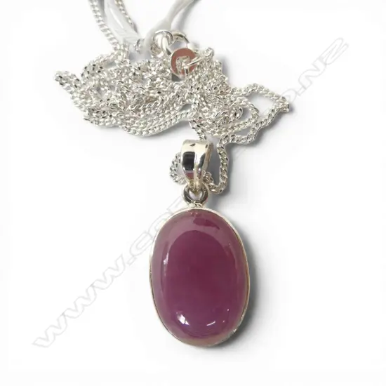 SILVER & RUBY PENDANT on SILVER CHAIN
