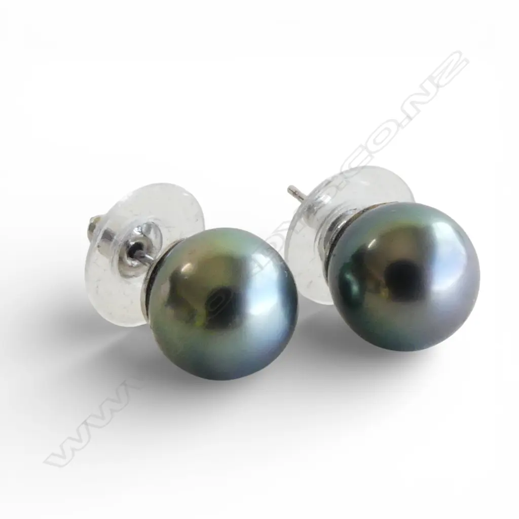 PAIR OF STG SOUTH SEA PEARL STUD EARRINGS IN BOX Image 1++