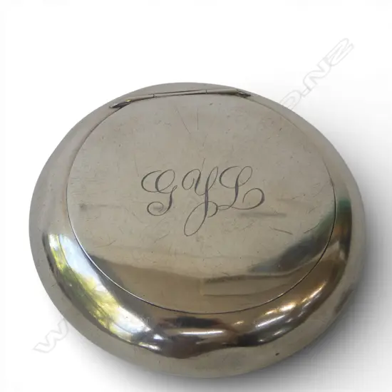 STG SILVER TOBACCO BOX, CHESTER 1914 85mm dia 106gms