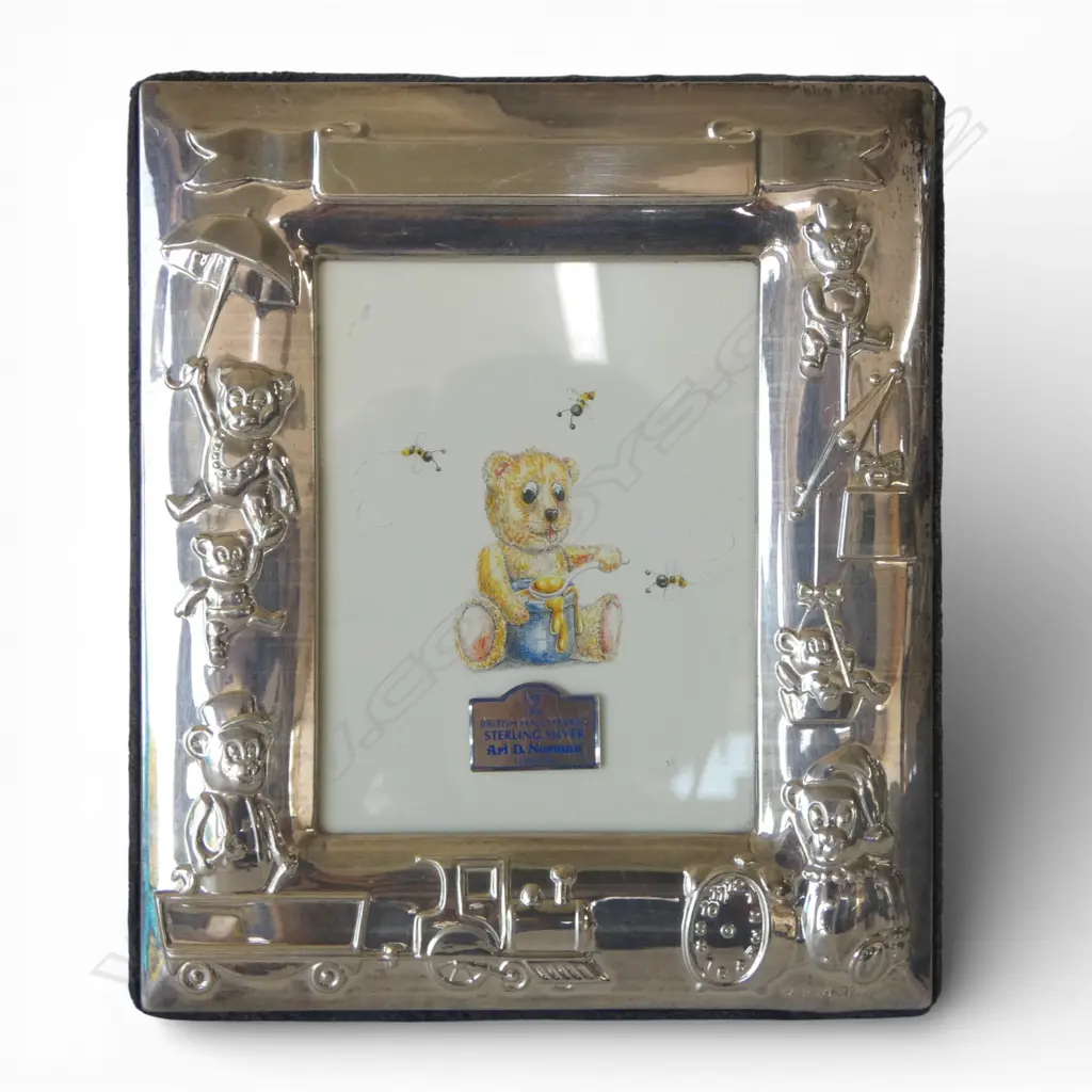 SILVER FACED TEDDY PHOTO FRAME, ENGLISH HALLMARKS, 253gms total weight Image 1++