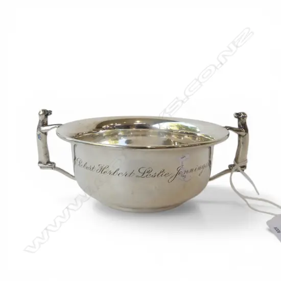 SILVER TWO HANDLED DISH, BIRM. 1930, Dia.110mm,154gm