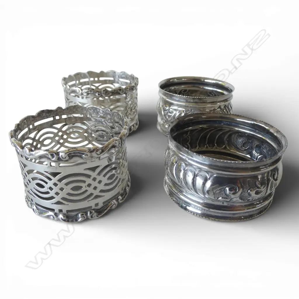 2 PRS STG SILVER NAPKIN RINGS 63gms Image 1++