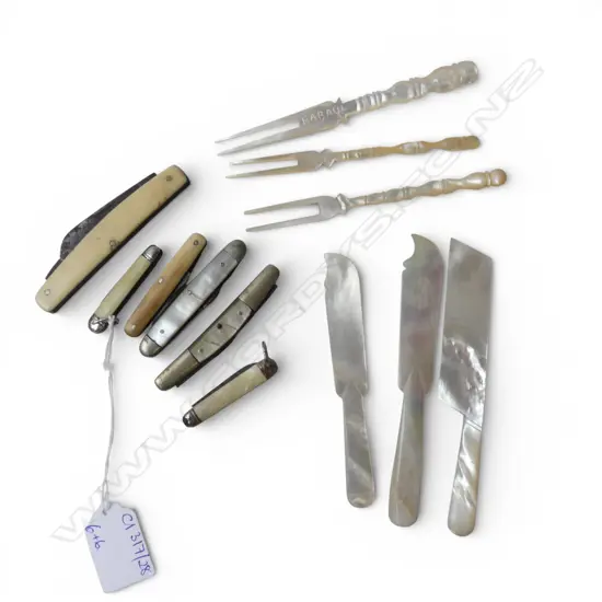 6 POCKET KNIVES + 6 PCES MoP CUTLERY